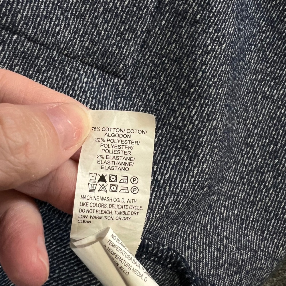 Lucky Brand Navy Blue White Herringbone Open Front Cardigan Jacket XL - Picture 4 of 13